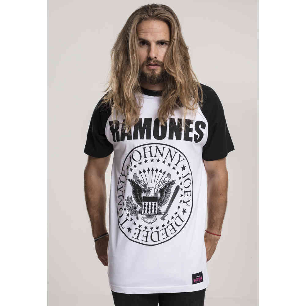 Merchcode Ramones - Ramones Circle Raglan T-shirt Homme - Blanc/Noir